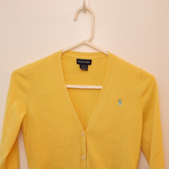 Ralph Lauren Yellow Cardigan Sweater sz. L (12-14) - Picture 5 of 11